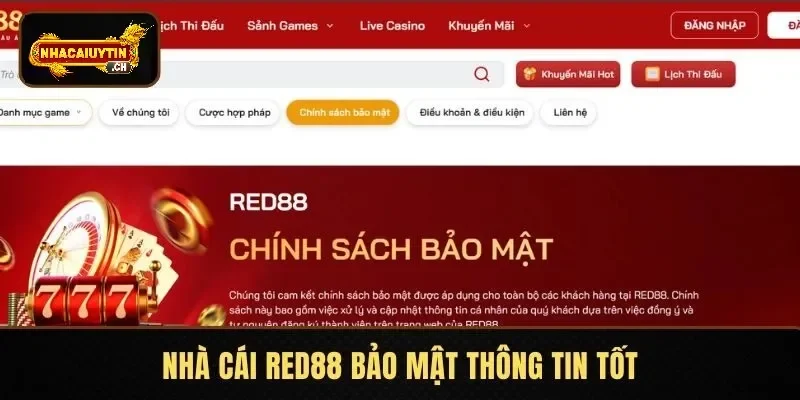 Nhà cái RED88 bảo mật thông tin tốt
